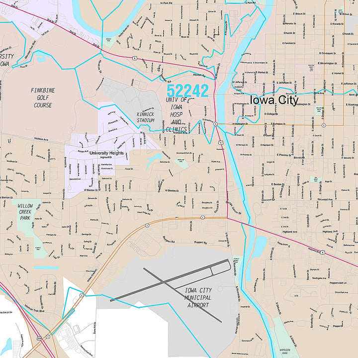 Premium Style Wall Map of Iowa City, IA