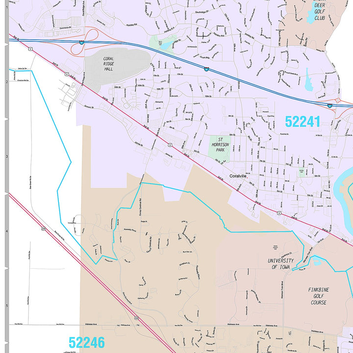 Premium Style Wall Map of Iowa City, IA