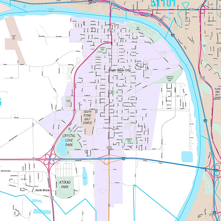 Premium Style Wall Map of Sioux City, IA