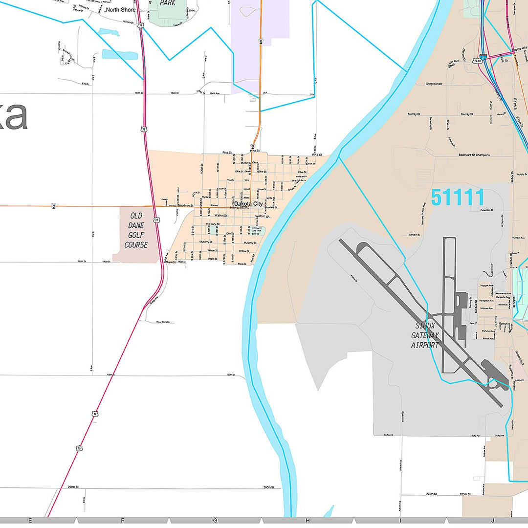 Premium Style Wall Map of Sioux City, IA