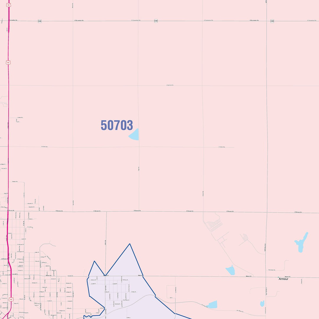 Color Cast Zip Code Style Wall Map of Waterloo, IA