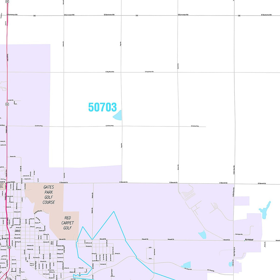 Premium Style Wall Map of Waterloo, IA