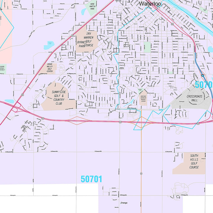 Premium Style Wall Map of Waterloo, IA