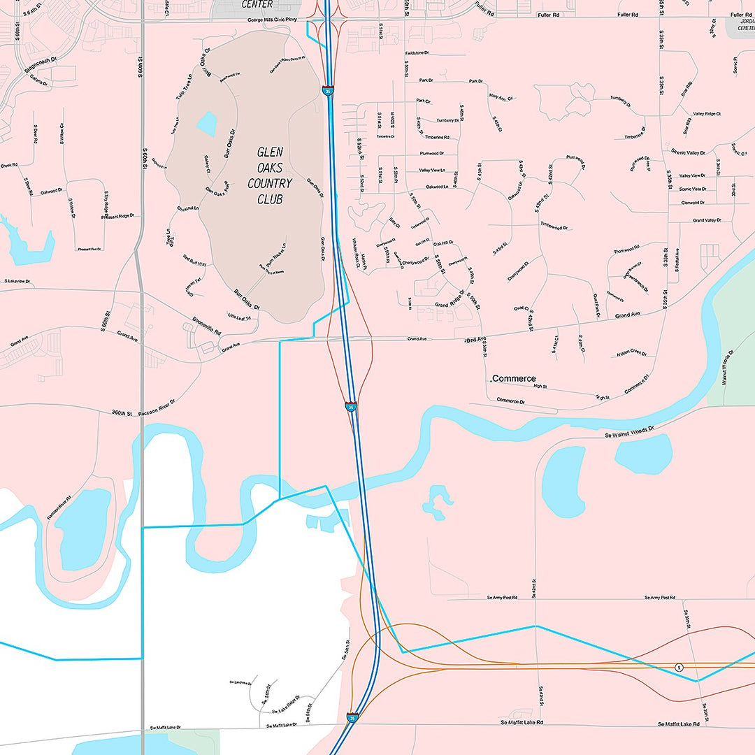 Premium Style Wall Map of West Des Moines, IA