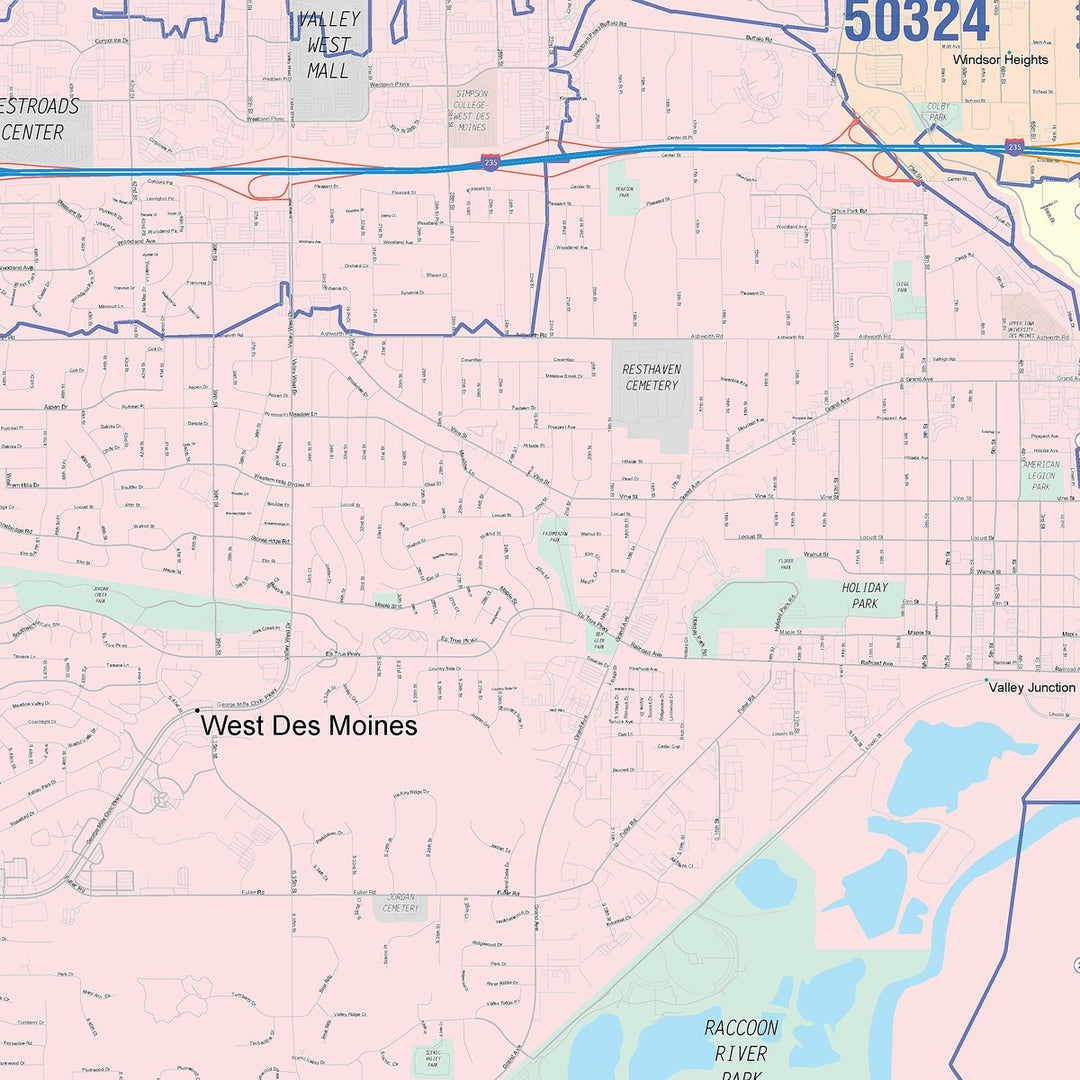 50316 Zip Code Color Cast Zip Code Style Wall Map of West Des Moines, IA – American ...