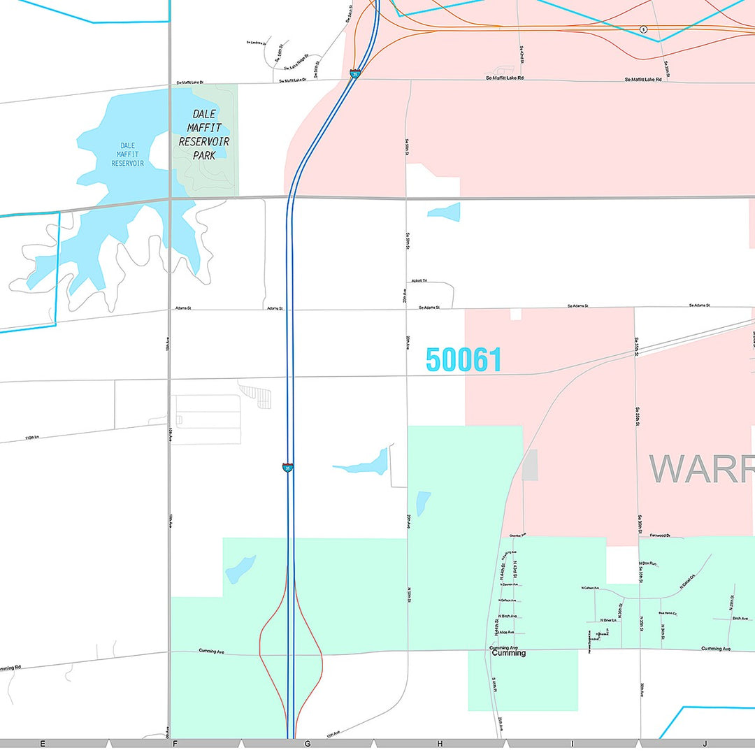 Premium Style Wall Map of West Des Moines, IA