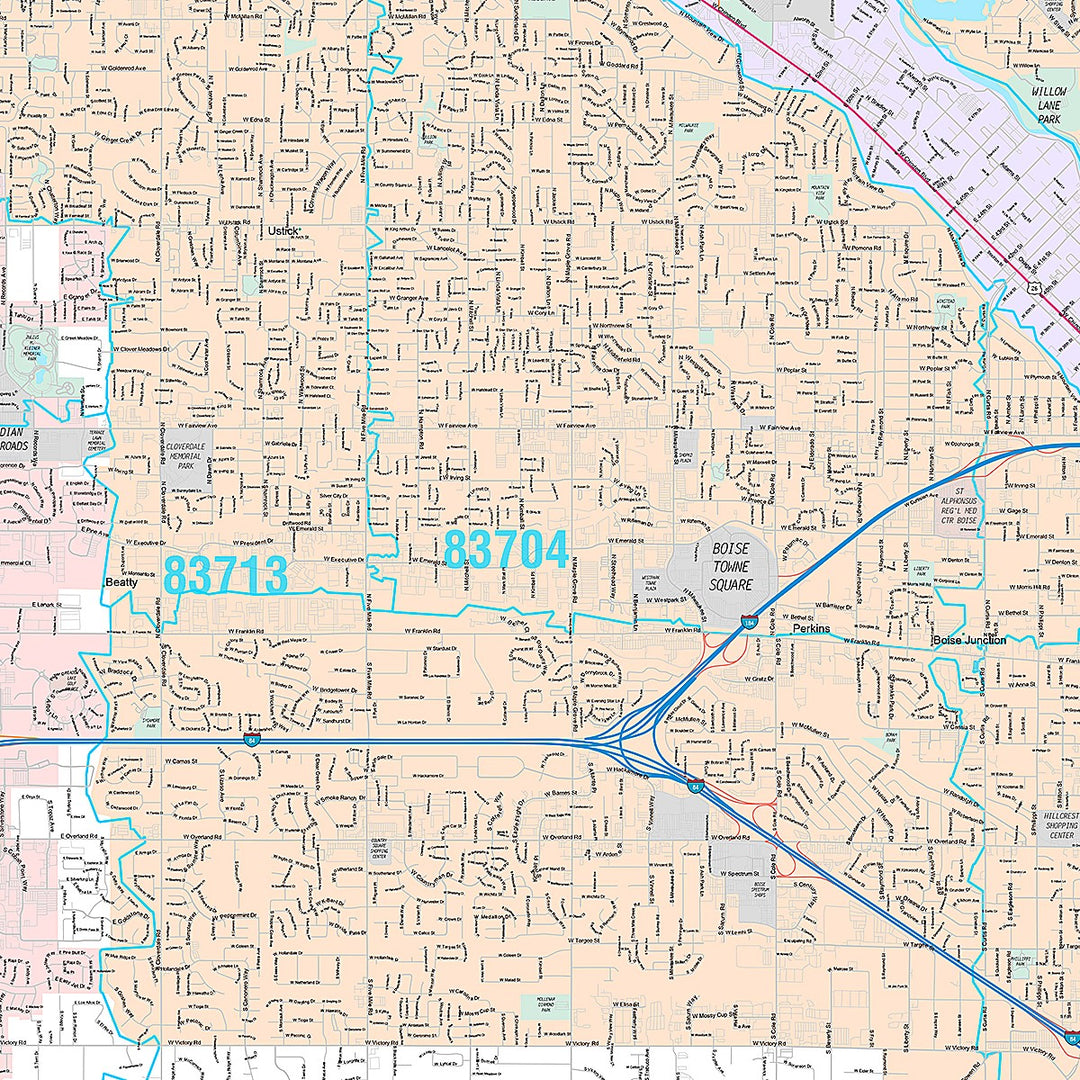 Premium Style Wall Map of Boise ID
