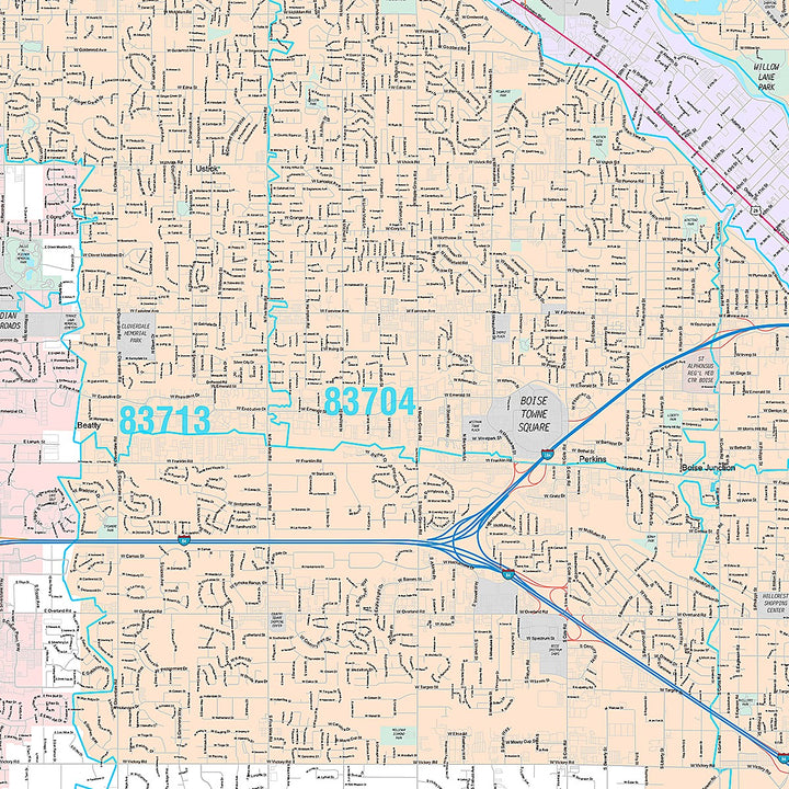 Premium Style Wall Map of Boise ID