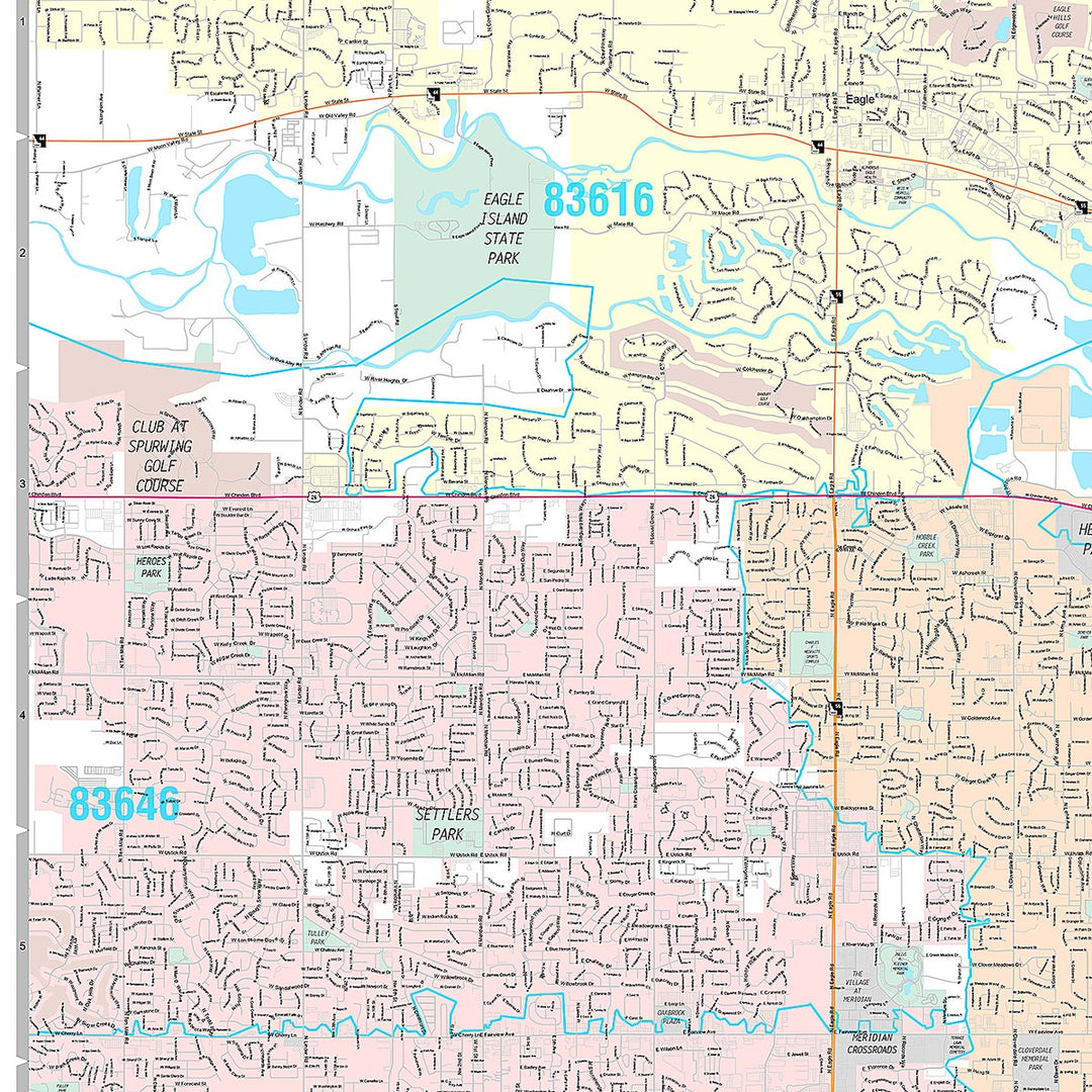 Premium Style Wall Map of Boise ID