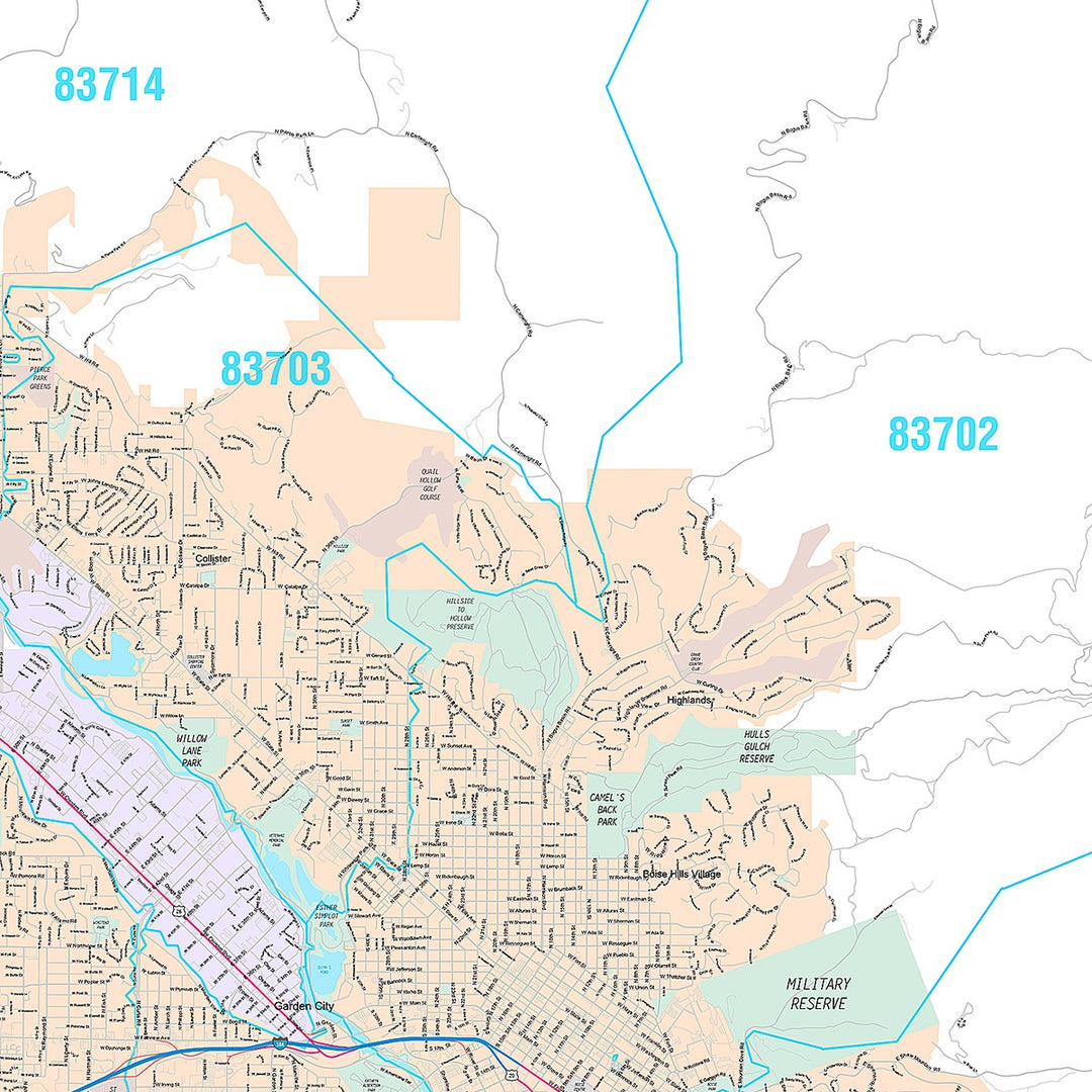 Premium Style Wall Map of Boise ID