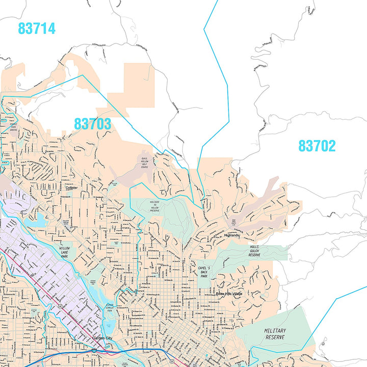 Premium Style Wall Map of Boise ID