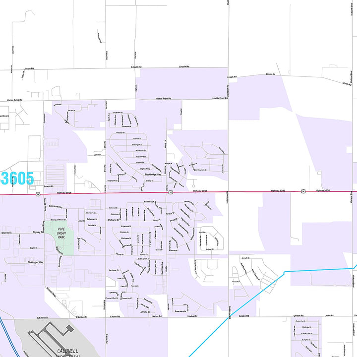 Premium Style Wall Map of Caldwell, ID