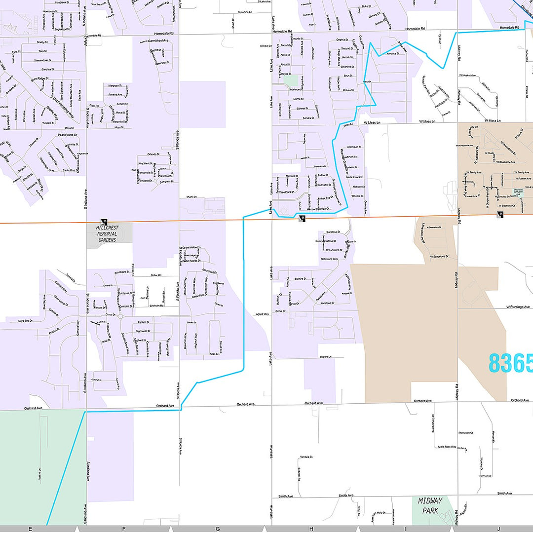 Premium Style Wall Map of Caldwell, ID