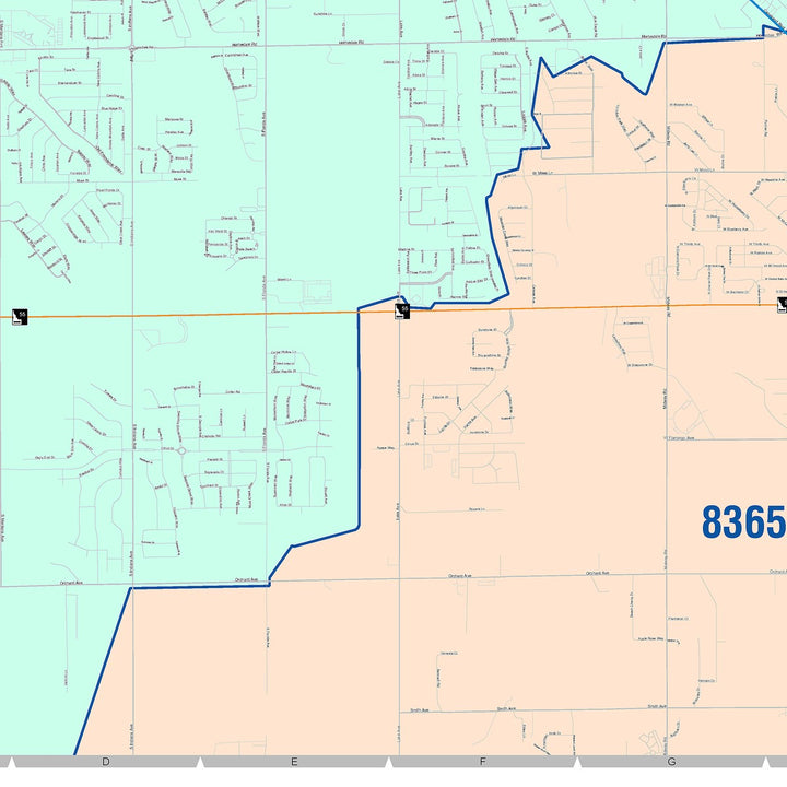 Color Cast Zip Code Style Wall Map of Caldwell, ID