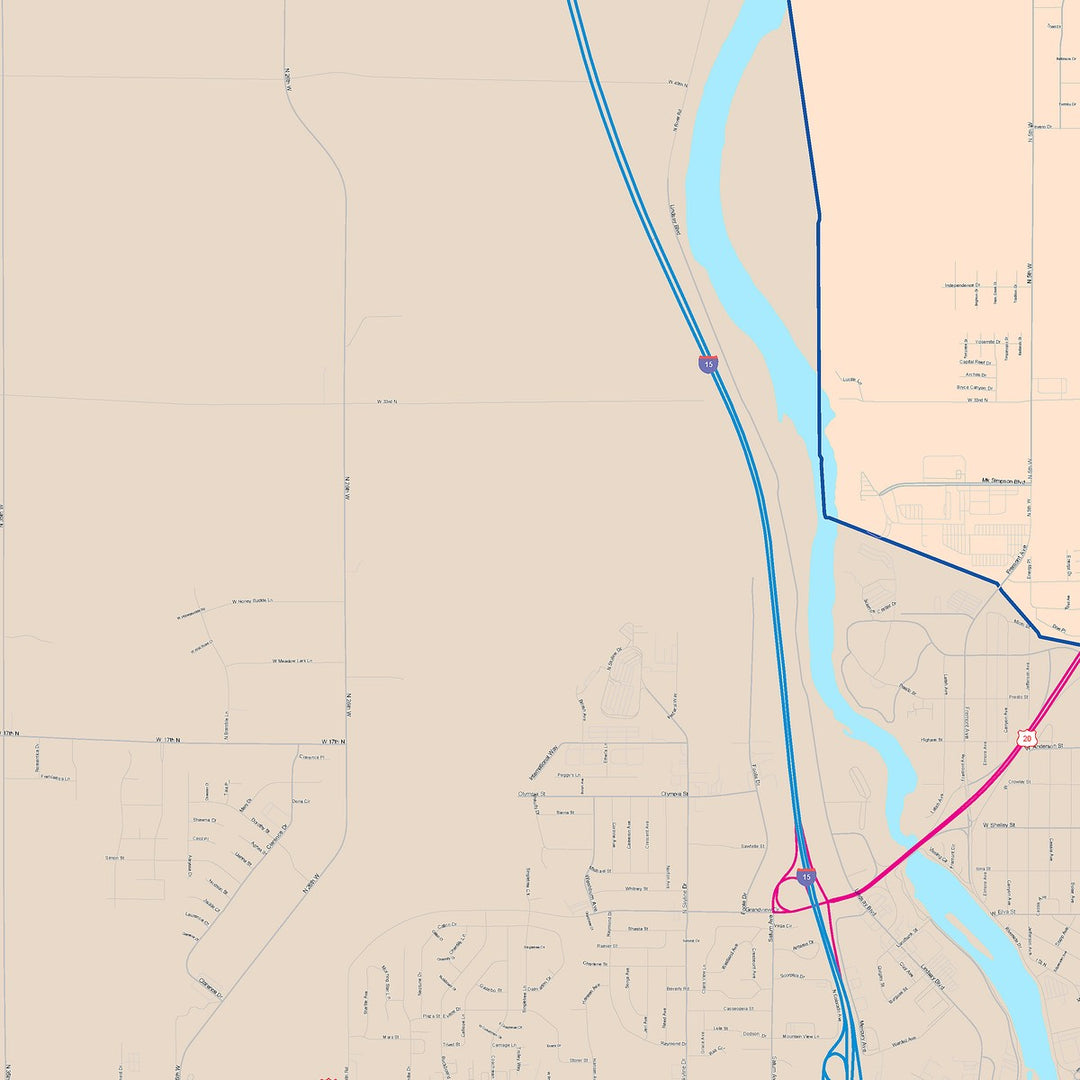 Color Cast Zip Code Style Wall Map of Idaho Falls, ID