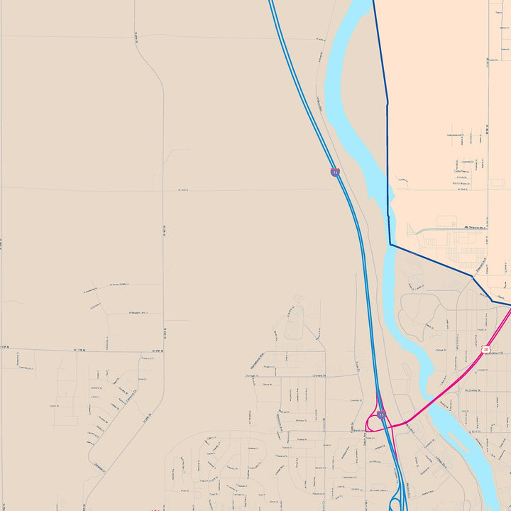 Color Cast Zip Code Style Wall Map of Idaho Falls, ID