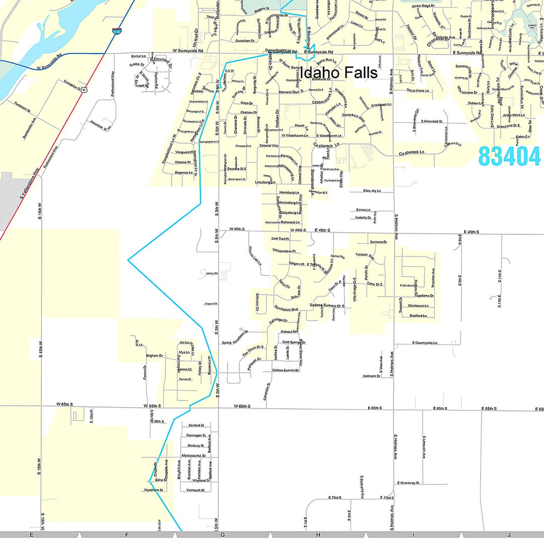 Premium Style Wall Map of Idaho Falls, ID