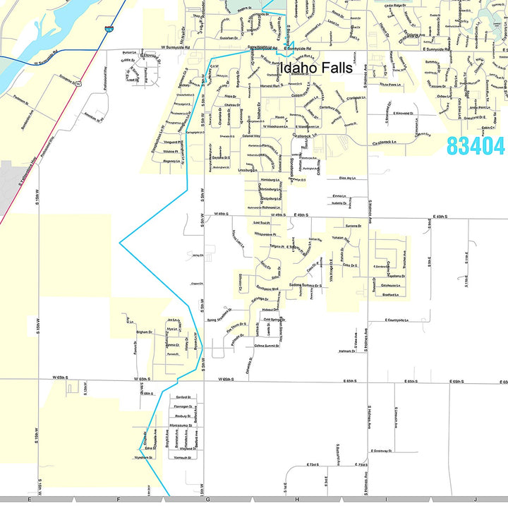 Premium Style Wall Map of Idaho Falls, ID