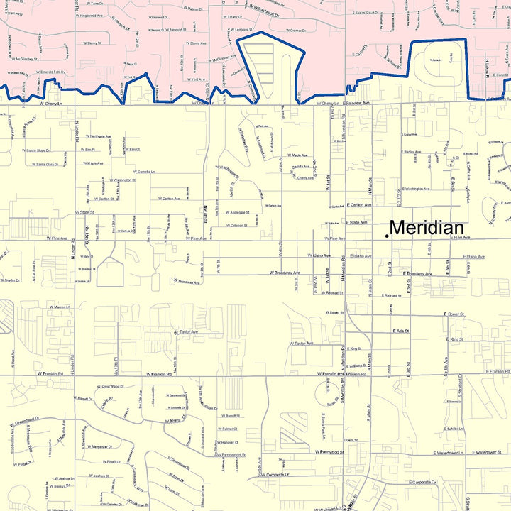 Color Cast Zip Code Style Wall Map of Meridian, ID