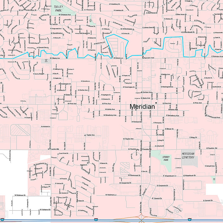 Premium Style Wall Map of Meridian, ID