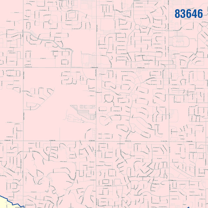 Color Cast Zip Code Style Wall Map of Meridian, ID