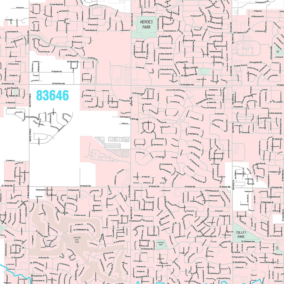 Premium Style Wall Map of Meridian, ID