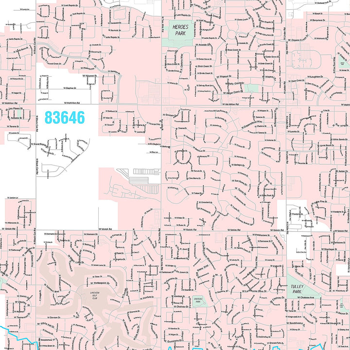Premium Style Wall Map of Meridian, ID