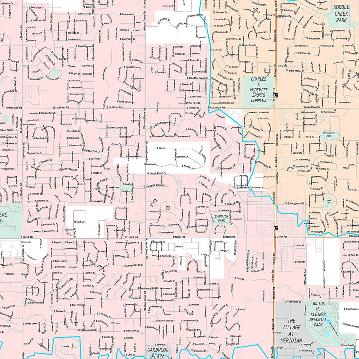 Premium Style Wall Map of Meridian, ID
