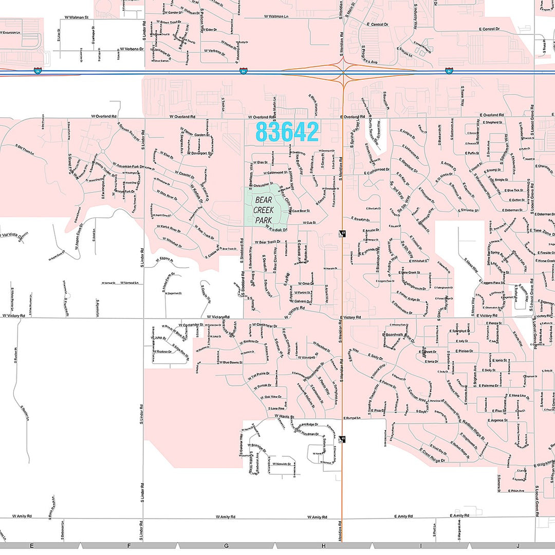 Premium Style Wall Map of Meridian, ID