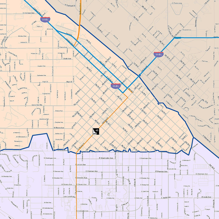 Color Cast Zip Code Style Wall Map of Nampa, ID