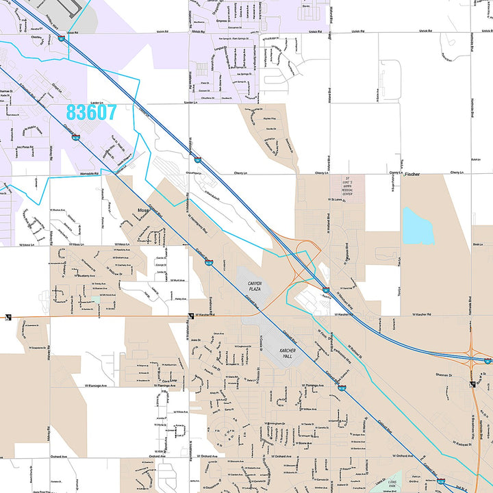 Premium Style Wall Map of Nampa, ID