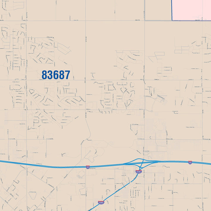 Color Cast Zip Code Style Wall Map of Nampa, ID