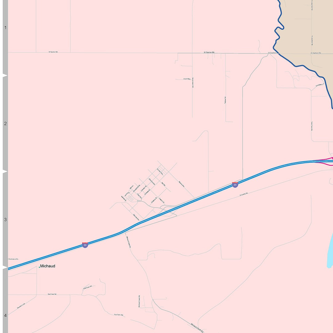 Color Cast Zip Code Style Wall Map of Pocatello, ID