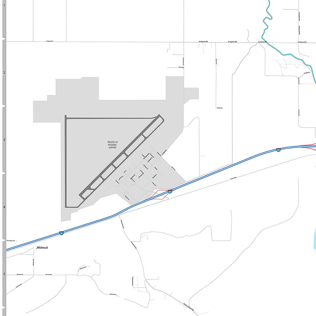 Premium Style Wall Map of Pocatello, ID
