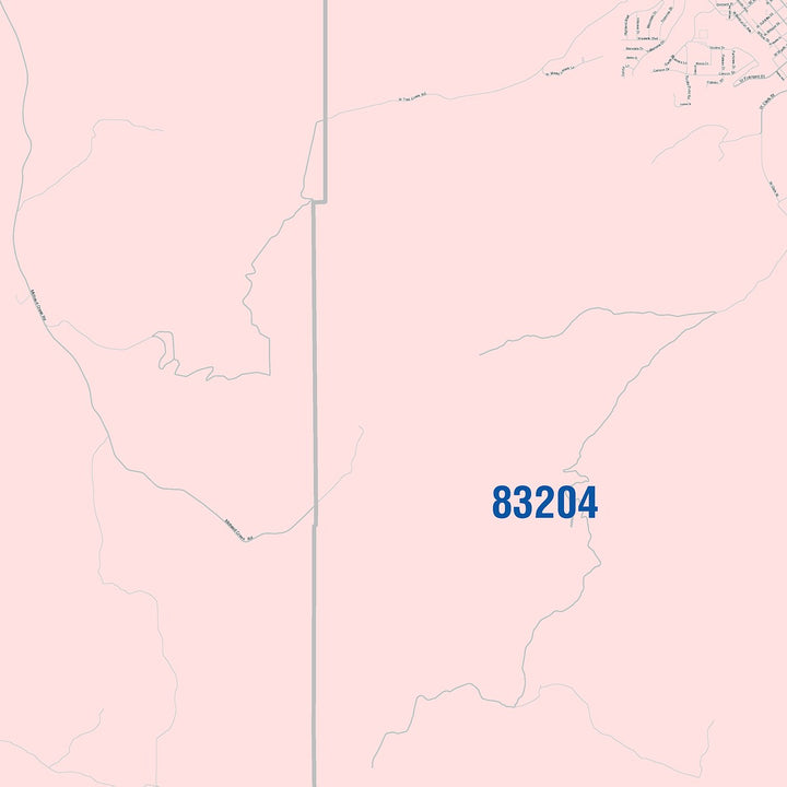 Color Cast Zip Code Style Wall Map of Pocatello, ID