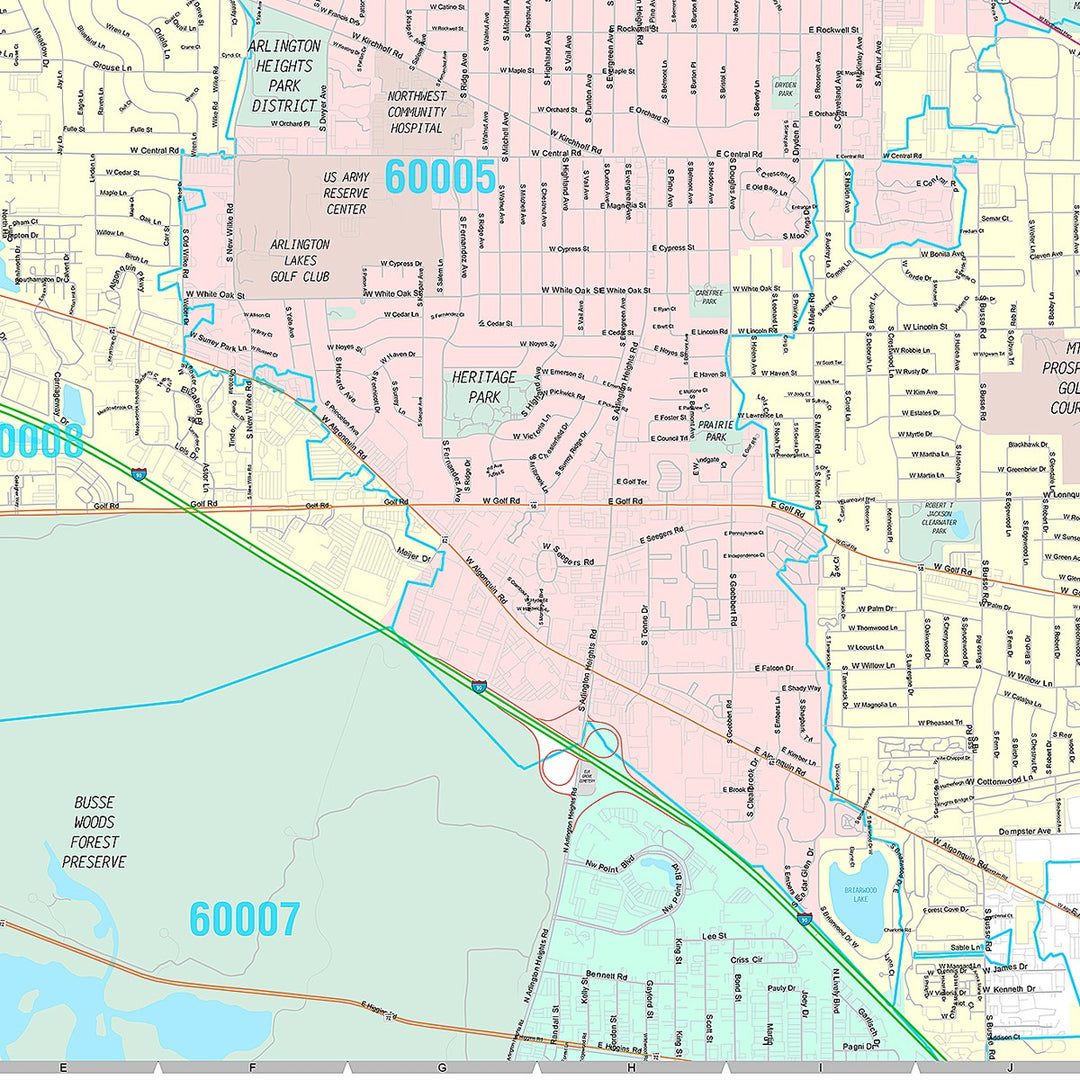 Premium Style Wall Map of Arlington Heights, IL