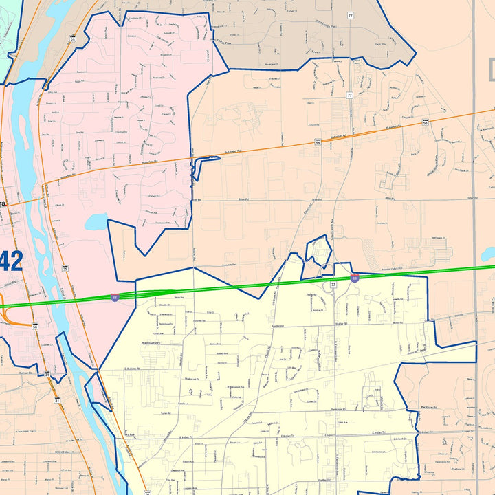 Color Cast Zip Code Style Wall Map of Aurora, IL