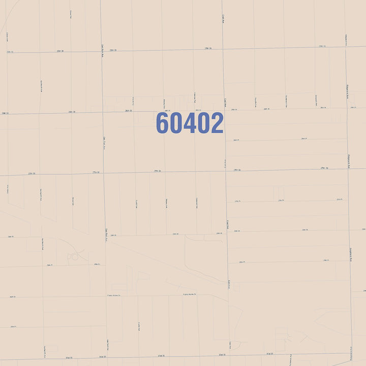 Color Cast Zip Code Style Wall Map of Berwyn, IL