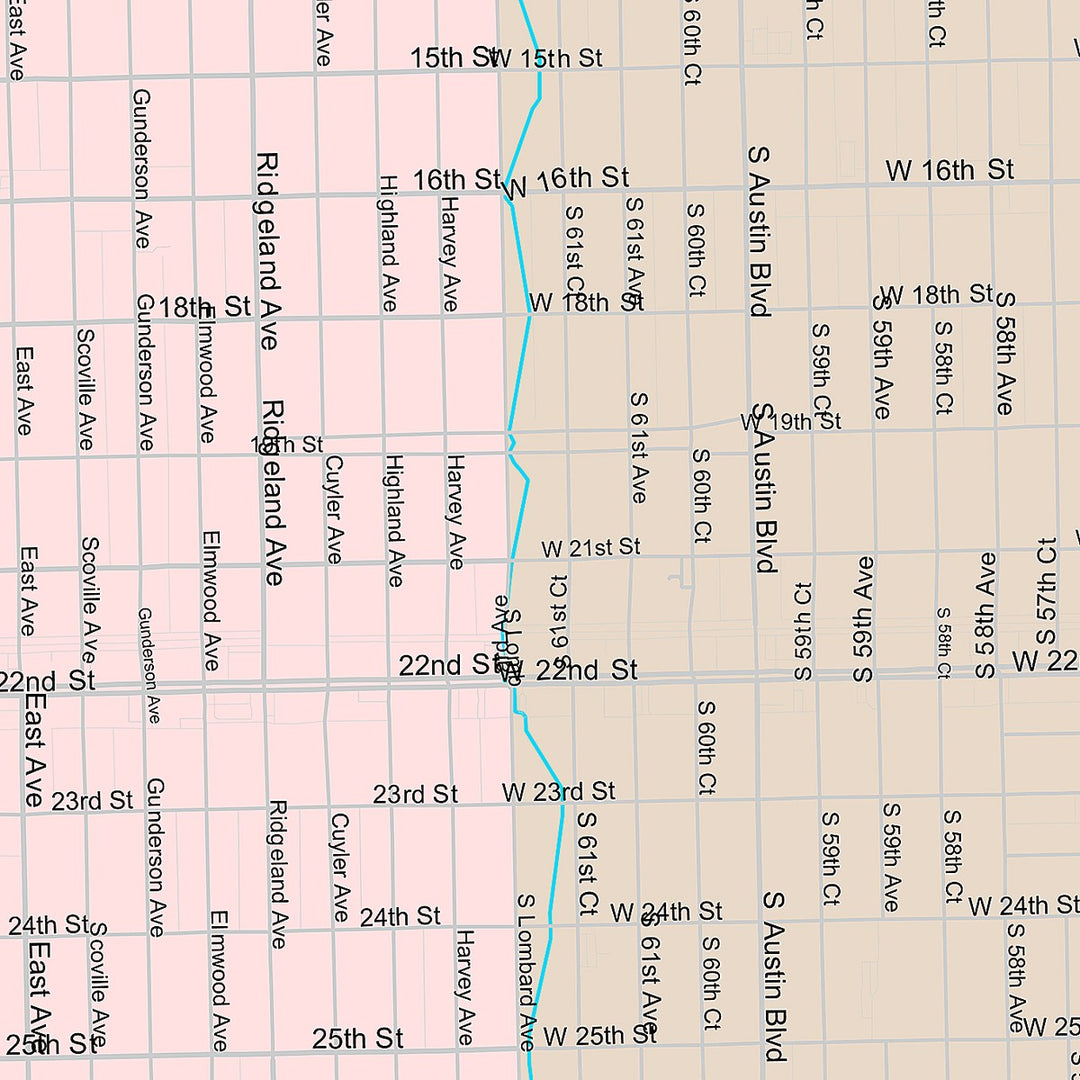 Premium Style Wall Map of Berwyn, IL