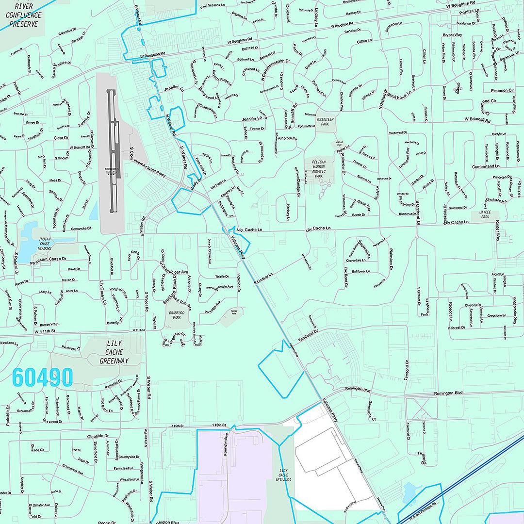 Premium Style Wall Map of Bolingbrook, IL