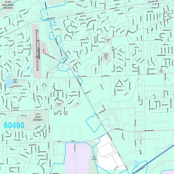 Premium Style Wall Map of Bolingbrook, IL