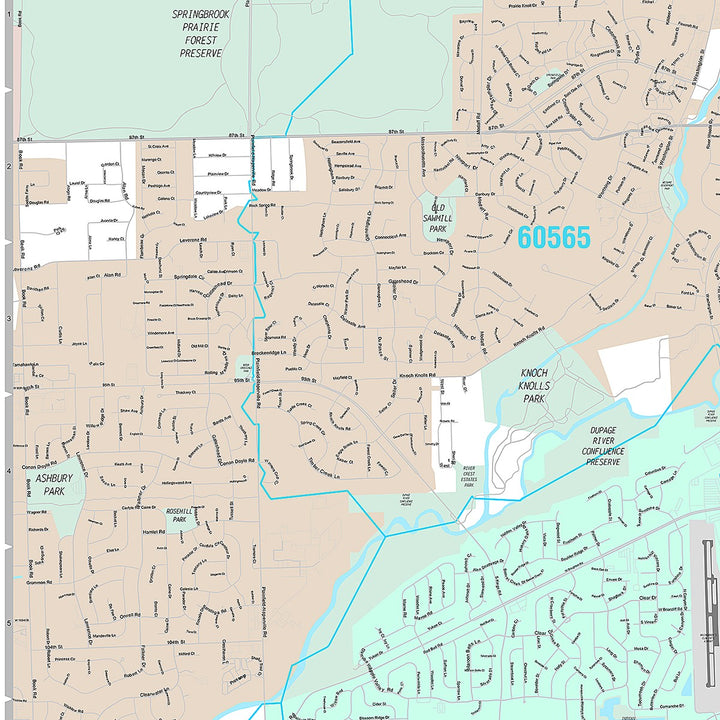 Premium Style Wall Map of Bolingbrook, IL