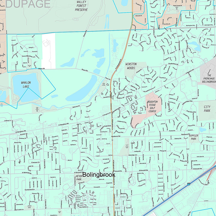 Premium Style Wall Map of Bolingbrook, IL