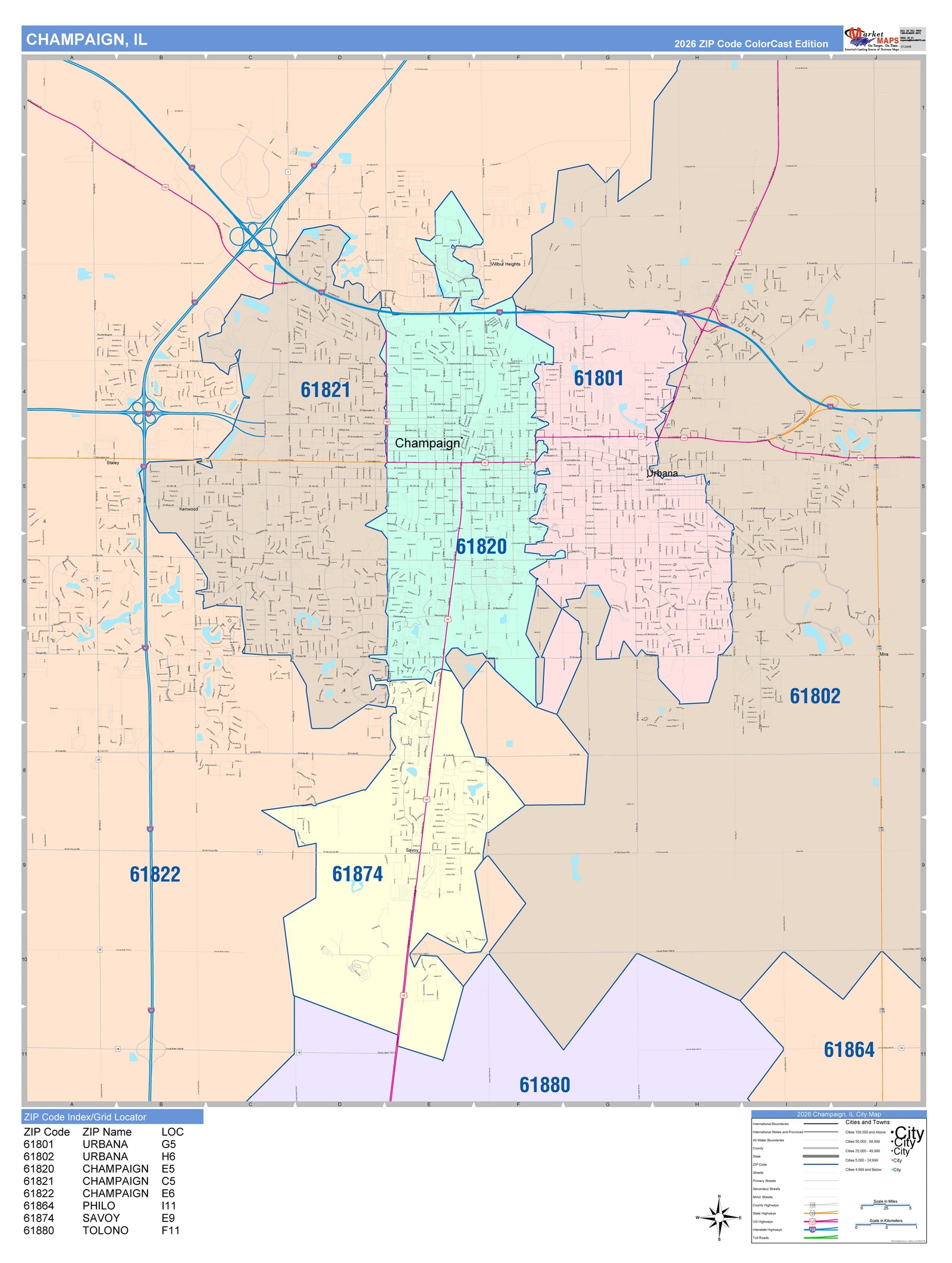 Color Cast Zip Code Style Wall Map of Cicero, IL