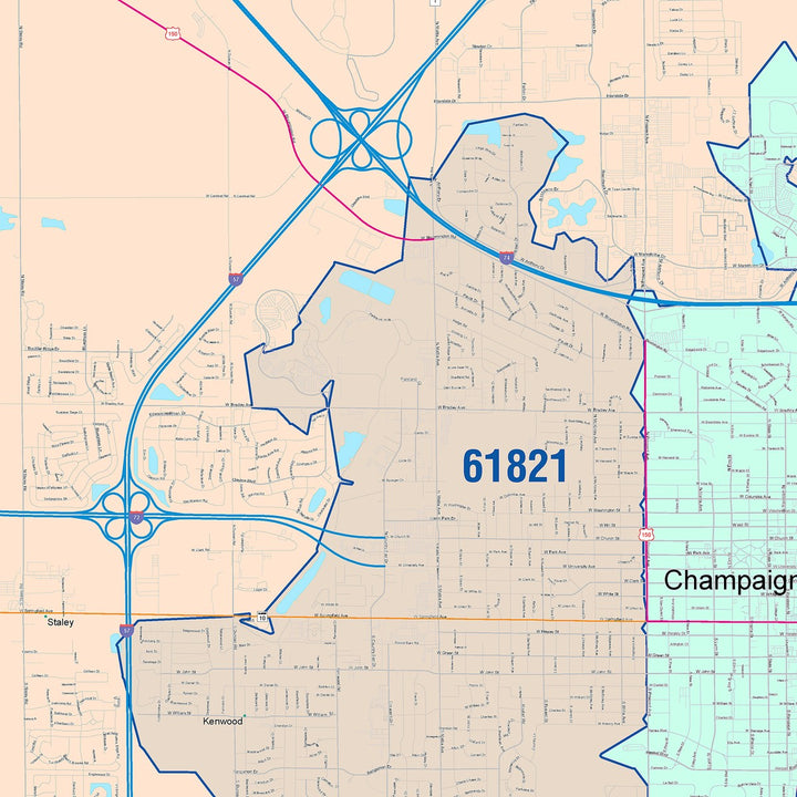 Color Cast Zip Code Style Wall Map of Cicero, IL