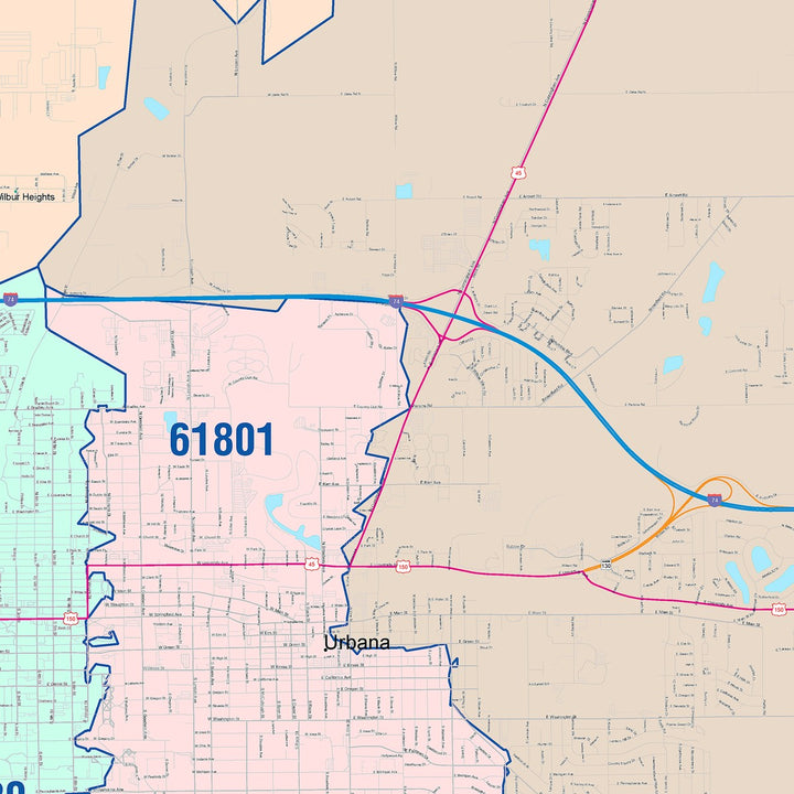 Color Cast Zip Code Style Wall Map of Cicero, IL