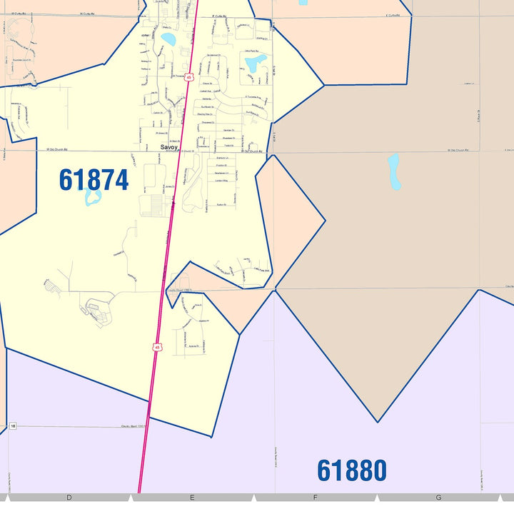 Color Cast Zip Code Style Wall Map of Cicero, IL