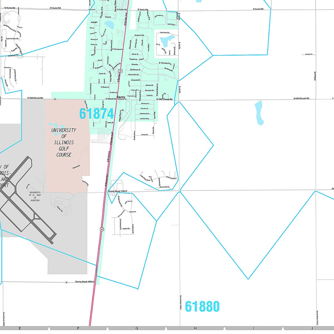 Premium Style Wall Map of Champaign, IL