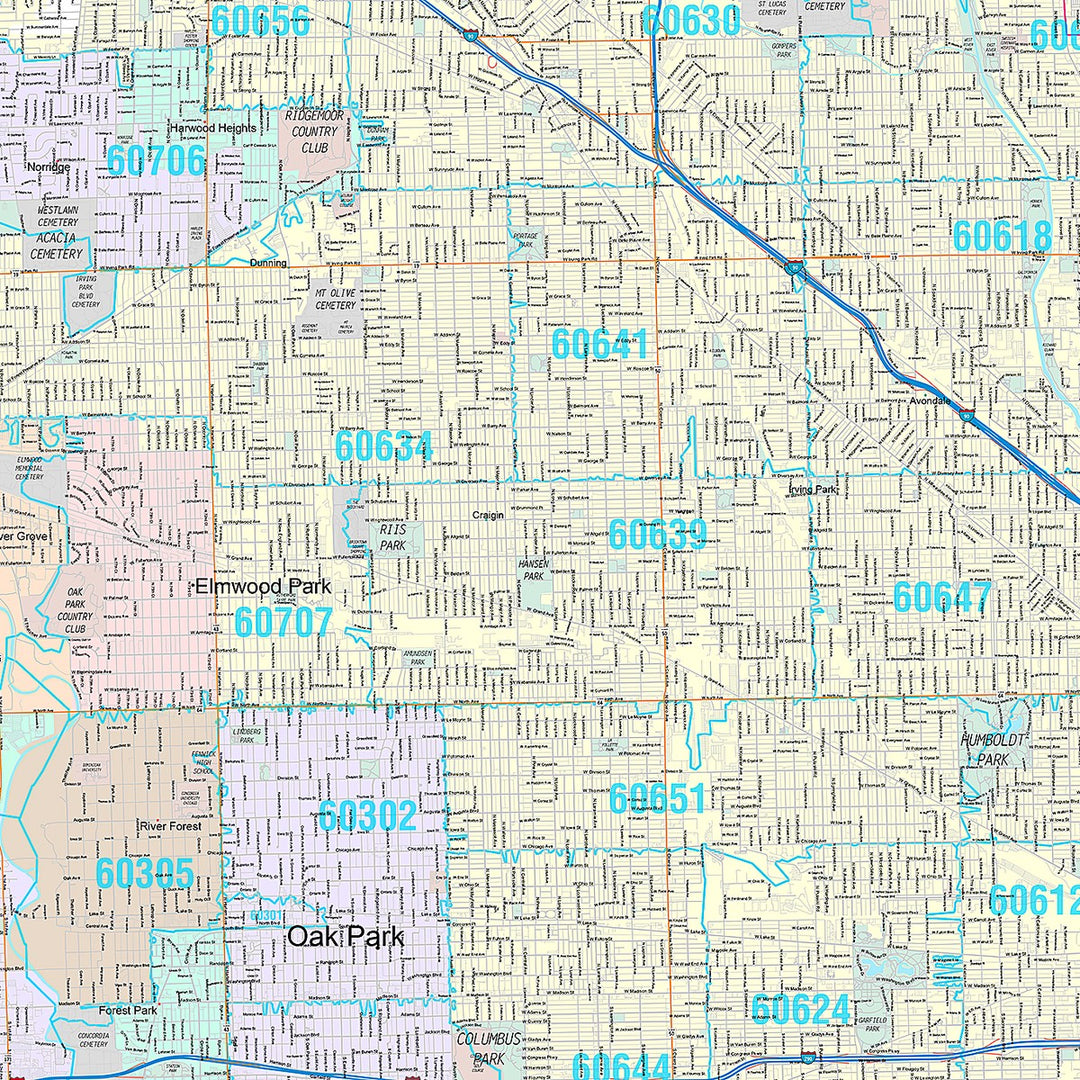 Premium Style Wall Map of Chicago IL
