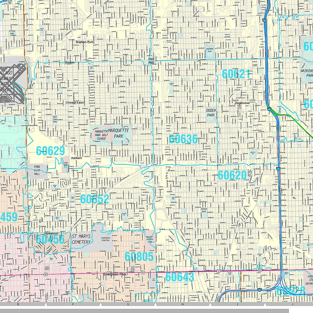 Premium Style Wall Map of Chicago IL